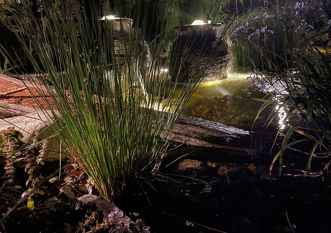 Fountainscape built into an existing planting bed