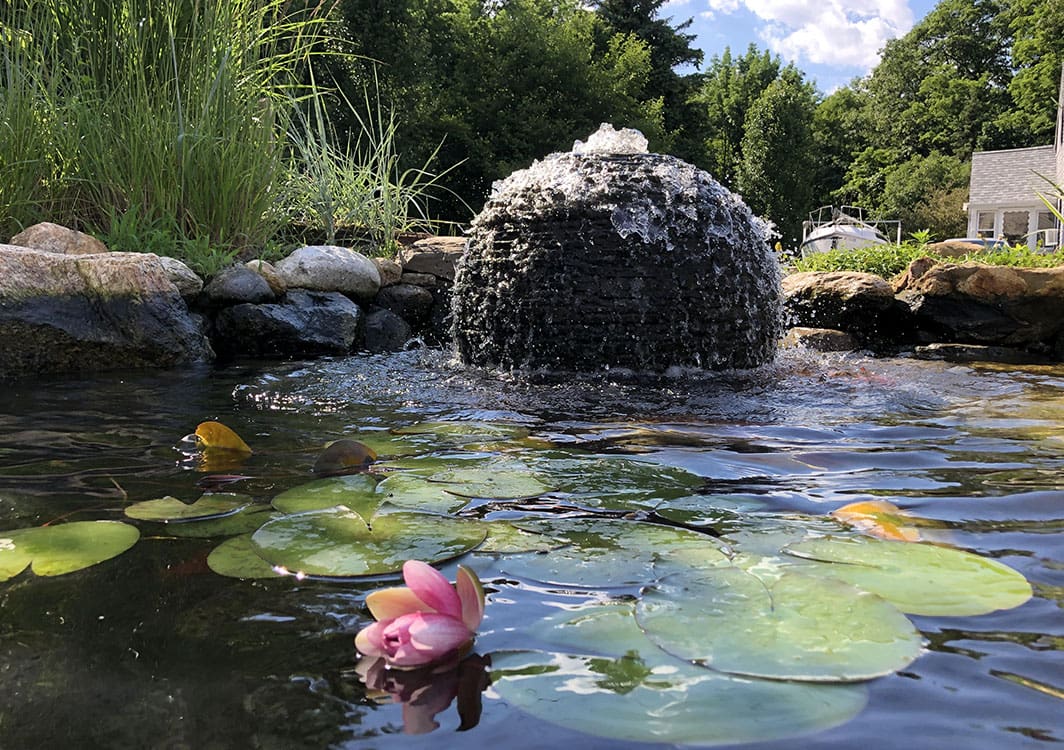 Fountainscape installed in a commercial entry landscape
