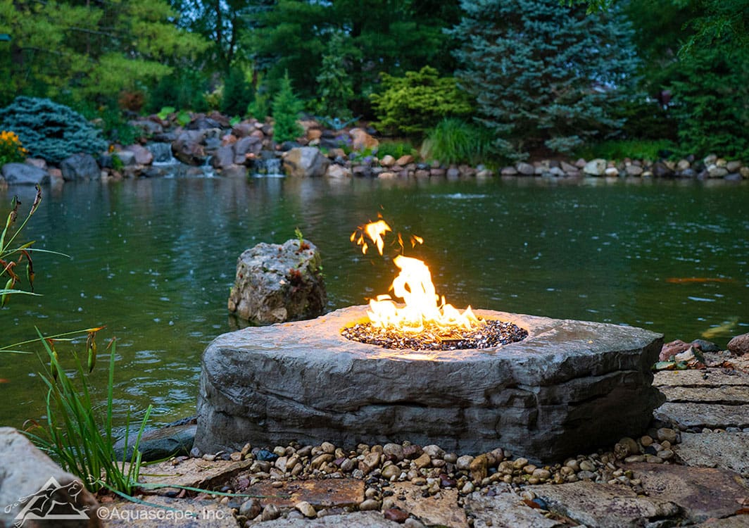 Fountainscape paired with landscape boulders
