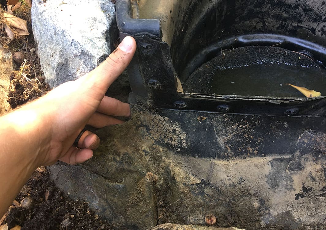 Old pond drained for a full liner replacement