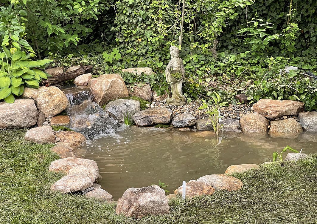 New plumbing installed during a pond renovation