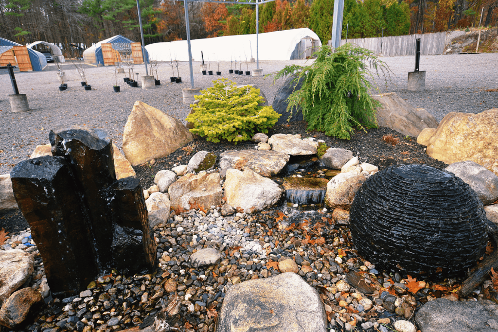 Rock garden with small waterfall feature